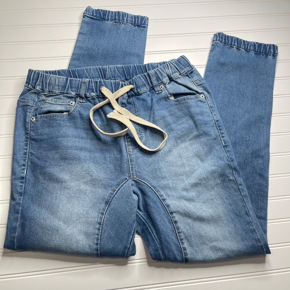 Victorious Los Angeles Blue Faded Drawstring Waist Denim Joggers Size Large